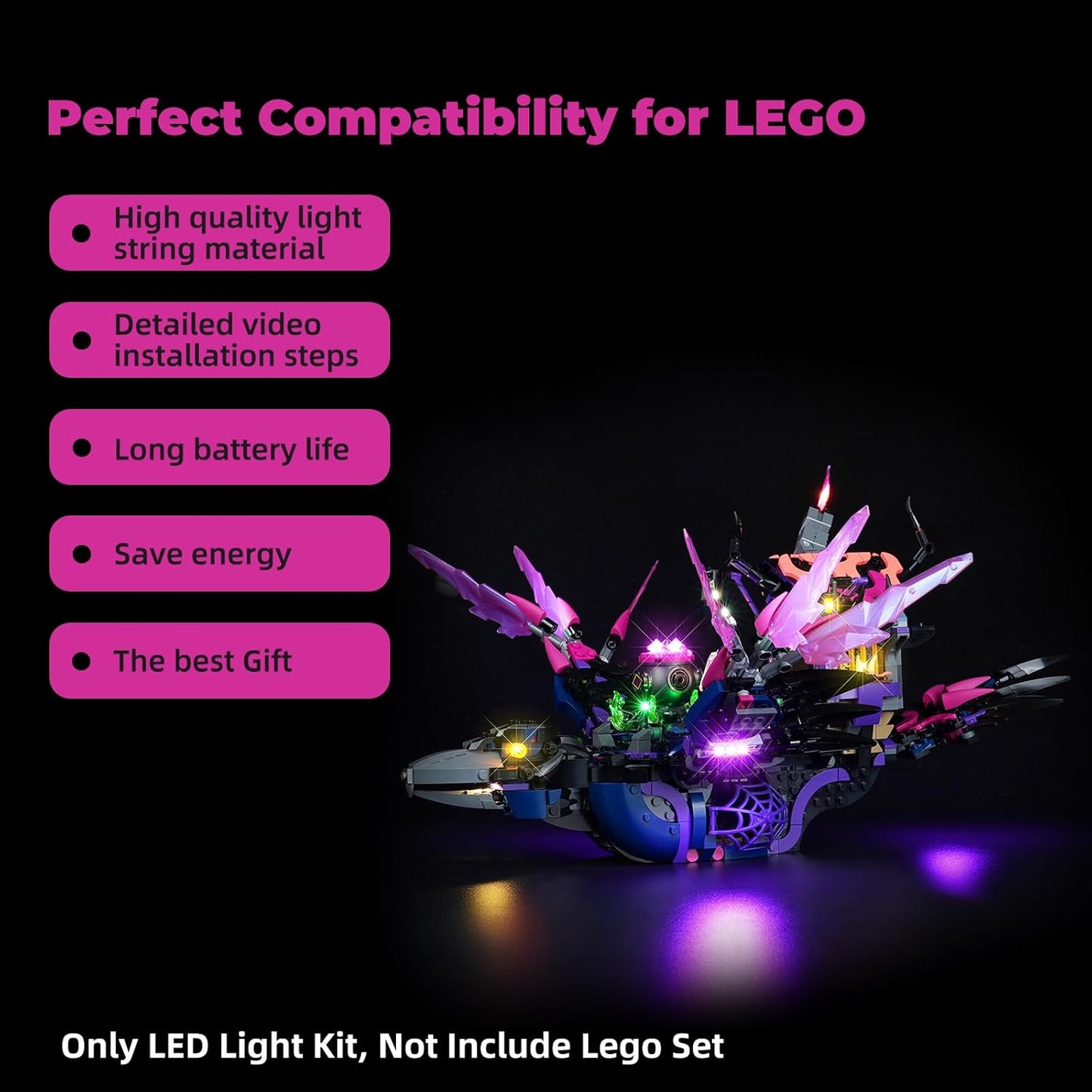 LED Lighting Kit for Lego DREAMZzz The Never Witch s Midnight Raven, Creative Light for Lego 71478 Set (Lights Only, No Lego Models)