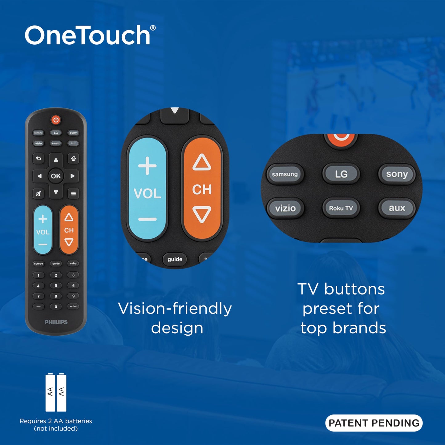 Philips BigEZ OneTouch Big Button Universal TV Remote, Easy to Use