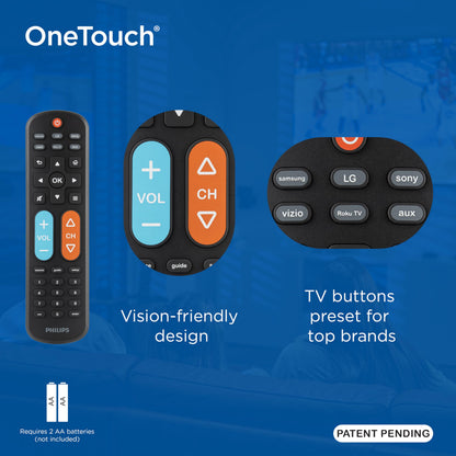 Philips BigEZ OneTouch Big Button Universal TV Remote, Easy to Use