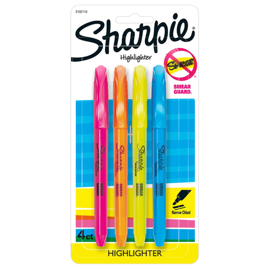 Sharpie® Pocket Style Highlighters, 4 Pack