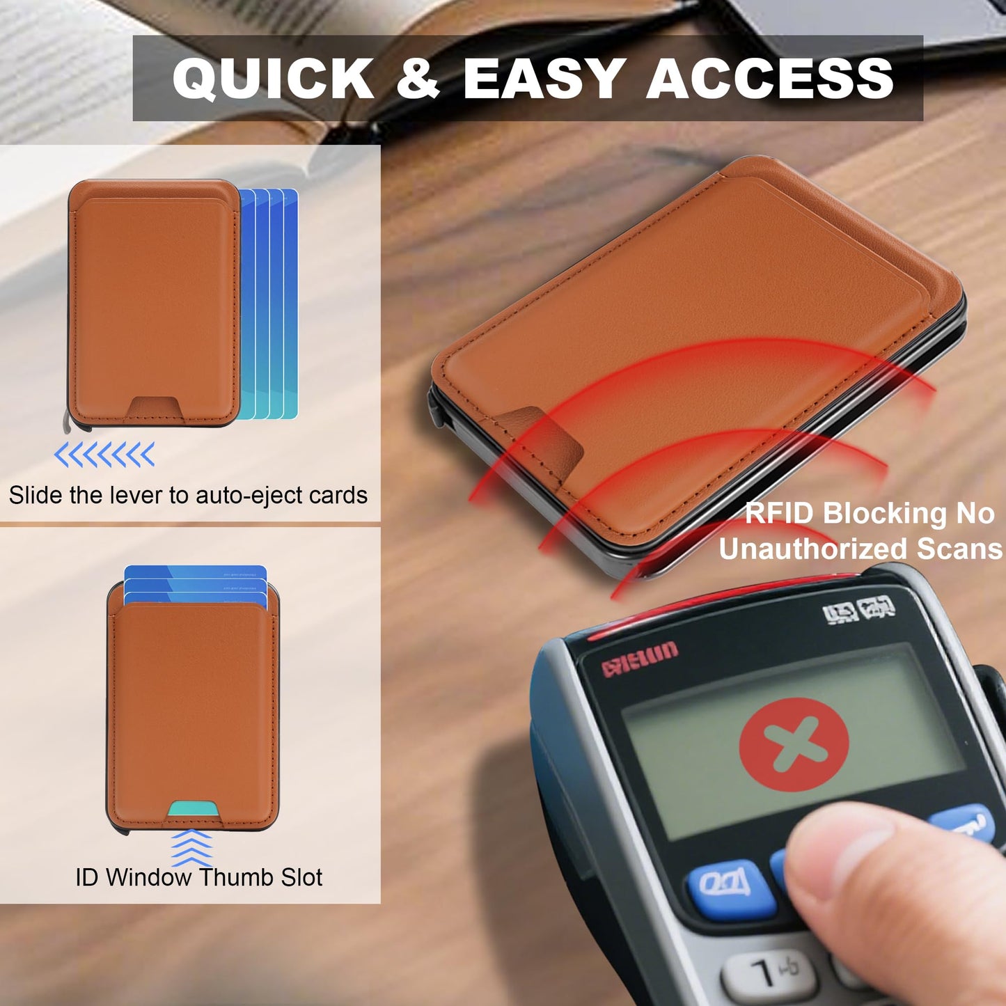 Magnetic Phone Card Holder Pop Up Wallet with Adjustable Stand Compatible with Magsafe (Brown)