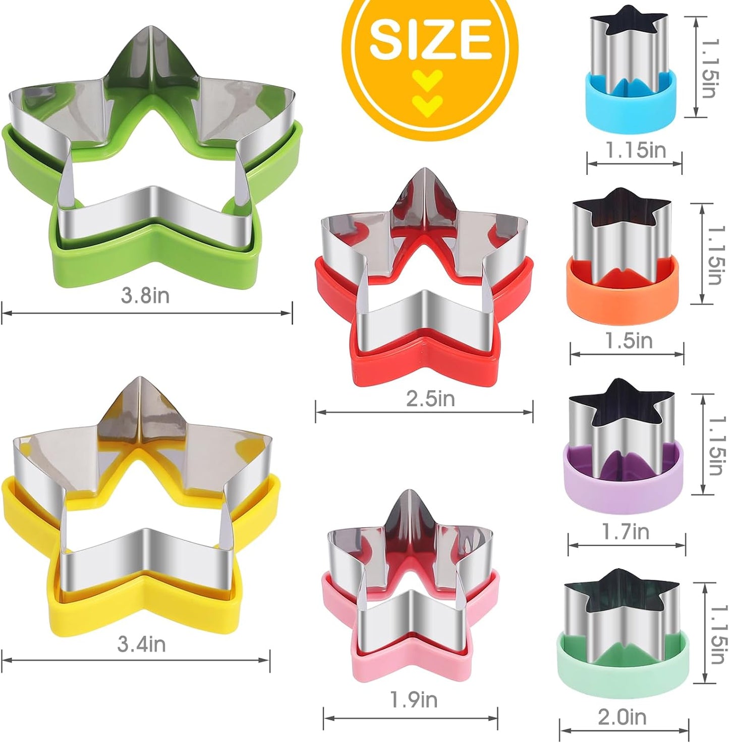 Star Cookie Mold Set, 8pcs - Stainless Steel Star Cookie Cutters  (Assorted Sizes)