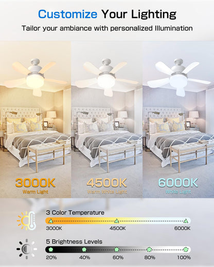 Eonini 16-In Socket Ceiling Fan Light with Remote