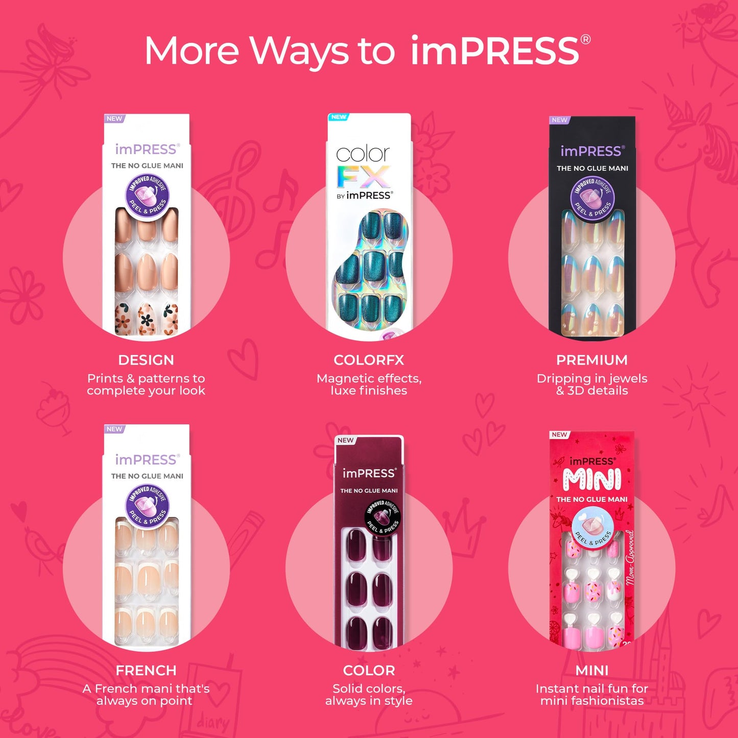 Impress Mini Press on Nail Artist Kit for Kids Wannabe U Squoval 26 Press on Nails