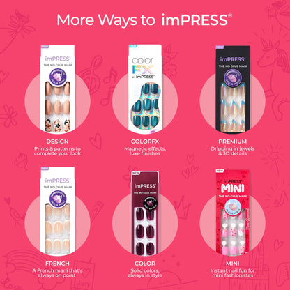 Impress Mini Press on Nail Artist Kit for Kids Wannabe U Squoval 26 Press on Nails