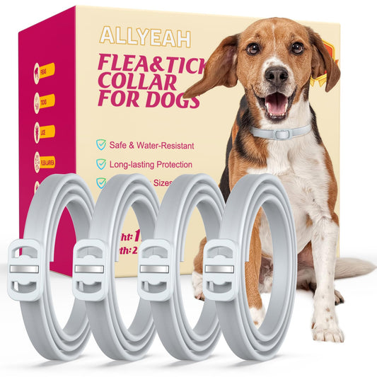 Allyeah Natural Flea and Tick Collar for Dogs - 4 Pack, Waterproof, Adjustable Size for All Dog