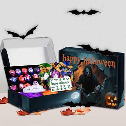 117 Pcs Halloween Decorations 5 Ft Jumbo Foil Balloon Happy Banner 60 Pcs Balloons Treat or Trick Goodie Bags Spider Bat Banner Foil Curtains Adult Party Supplies