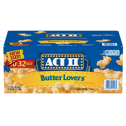 ACT II Butter Lovers Microwave Popcorn, 2.75 Ounce (32 Pack) (BB Mar 15 2027)