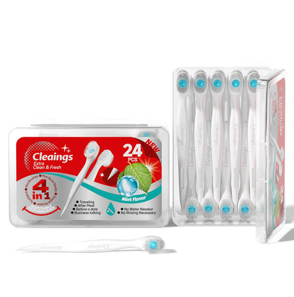 Cleaings Disposable Mini Toothbrushes with Toothpaste & Toothpick 24 ct