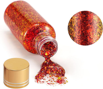 Laser Red Holographic Body Glitter Gel