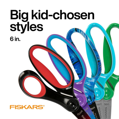 Fiskars Softgrip 6" Big Kids Scissors for Ages 8-11