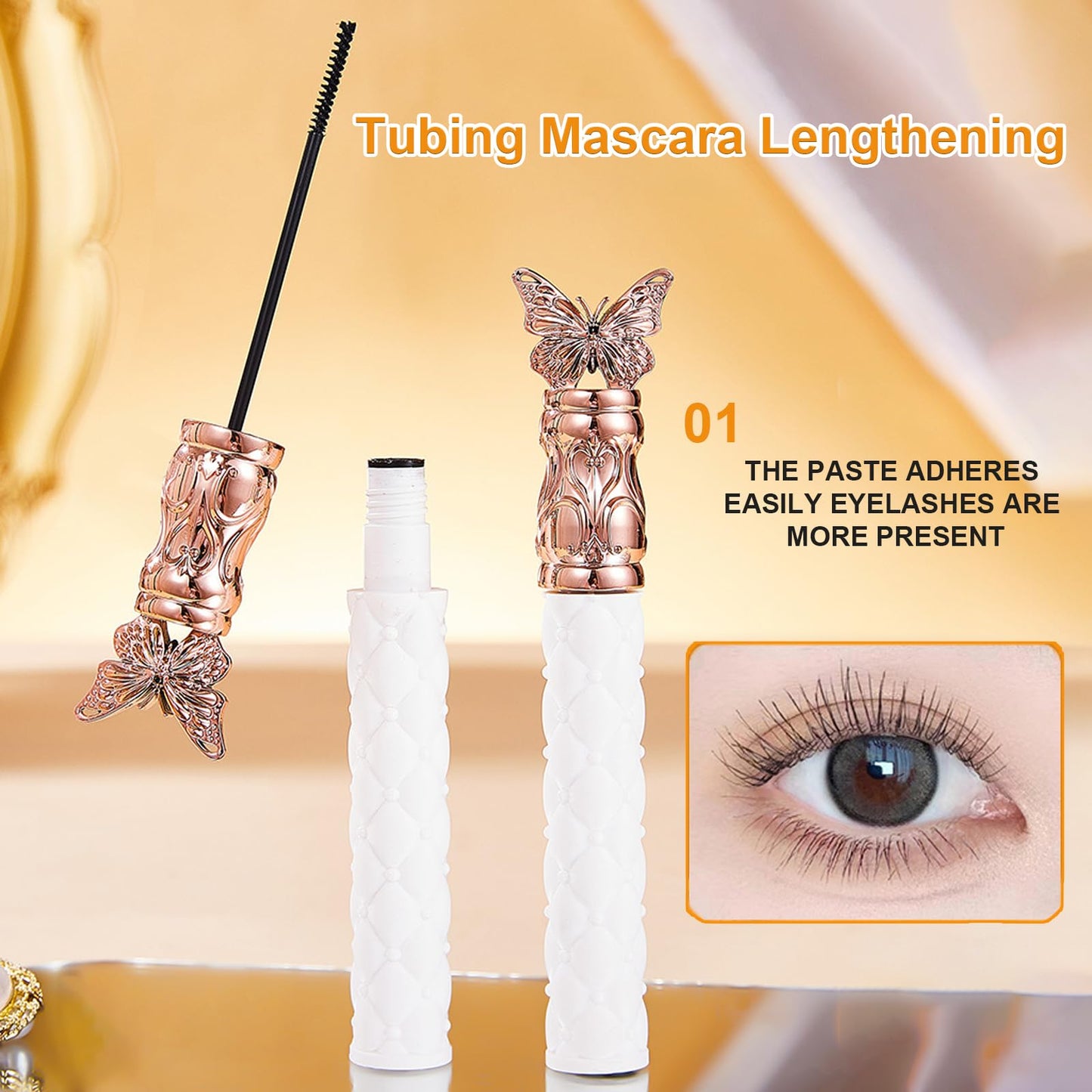 2Pcs Filterseed Mascara Fine Brush Black Mascara, Waterproof For Tiny and Lower Eyelashes