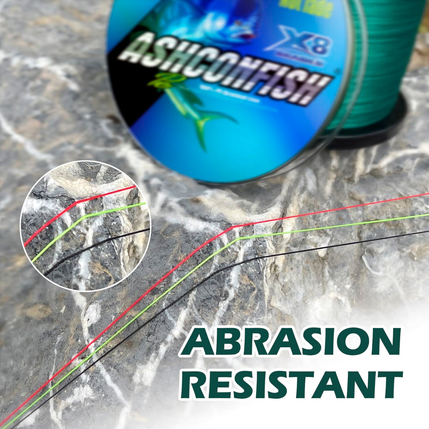 Ashconfish 8-Strand Braided Fishing Line, Black, 328 Yards, 8 lb