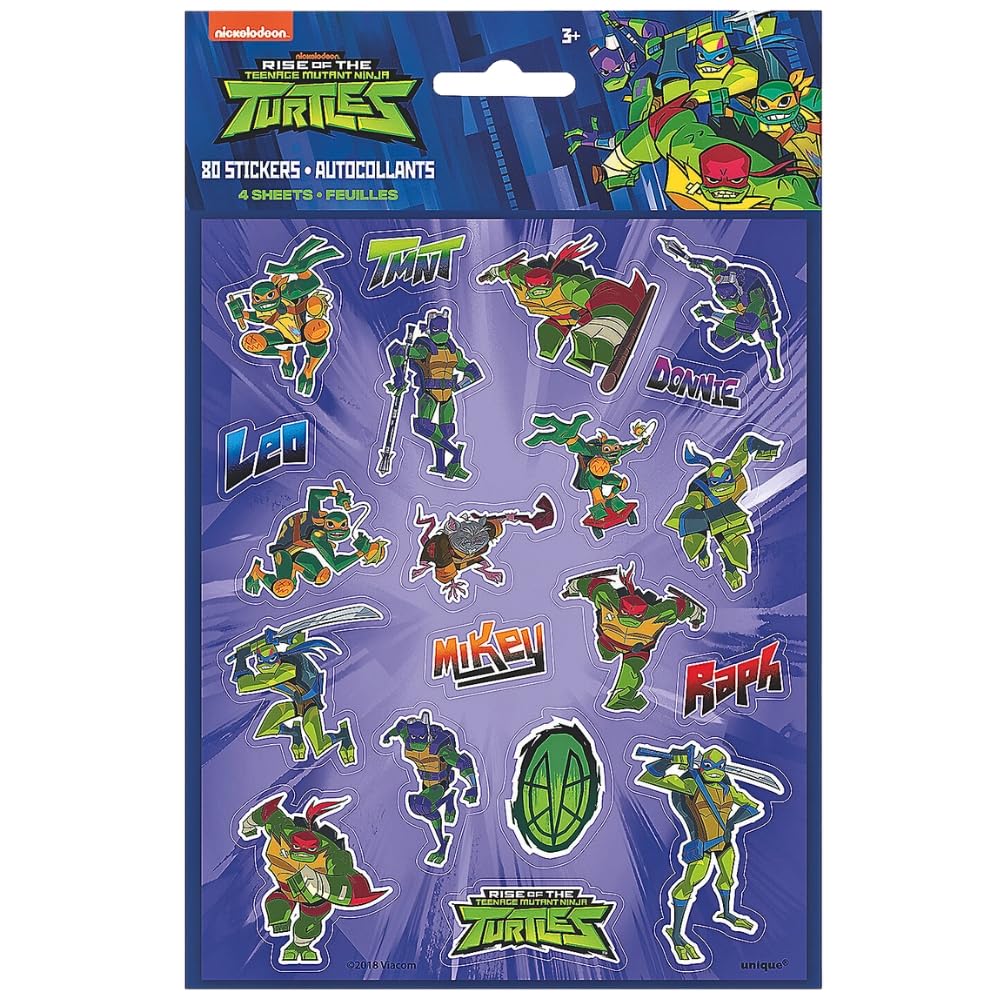 Fun Express - Rise of The TMNT Stickers, 4 ct for Birthday - Party Supplies