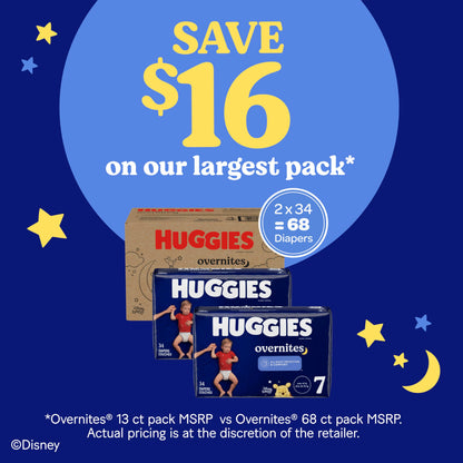 Huggies 7 Overnight Diapers (41+ lbs), 36 Ct
