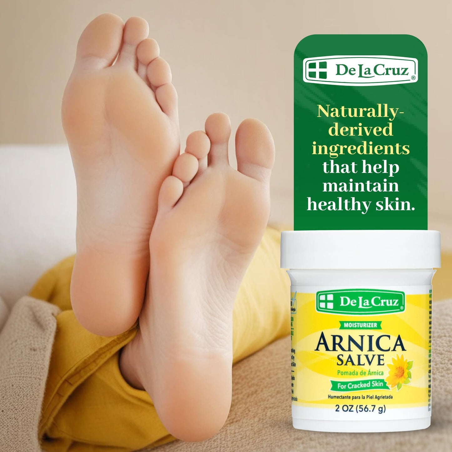 De La Cruz Arnica Salve Body Moisturizer Dry & Cracked Skin 2 oz *Exp.11/26*