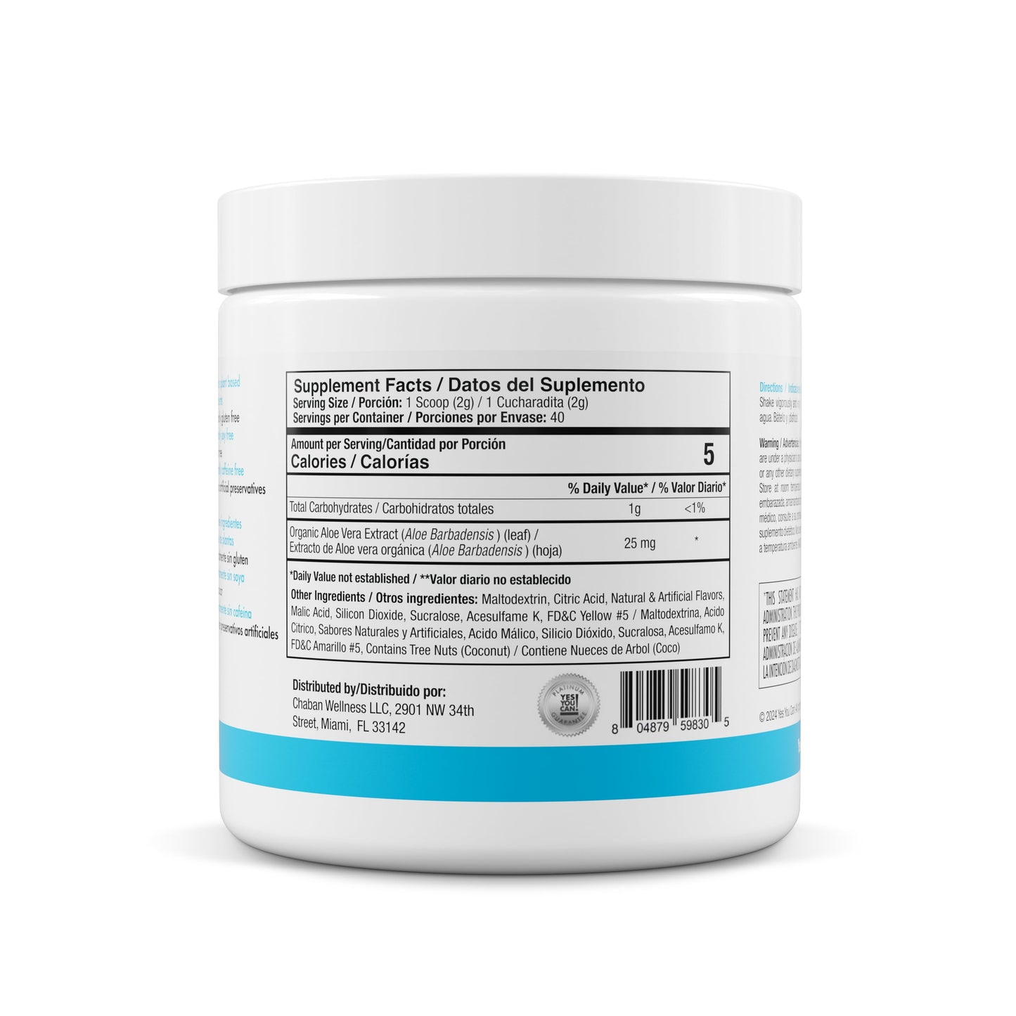 Aloe Vera Powder Drink Mix - Hydration Booster 40 Servings
