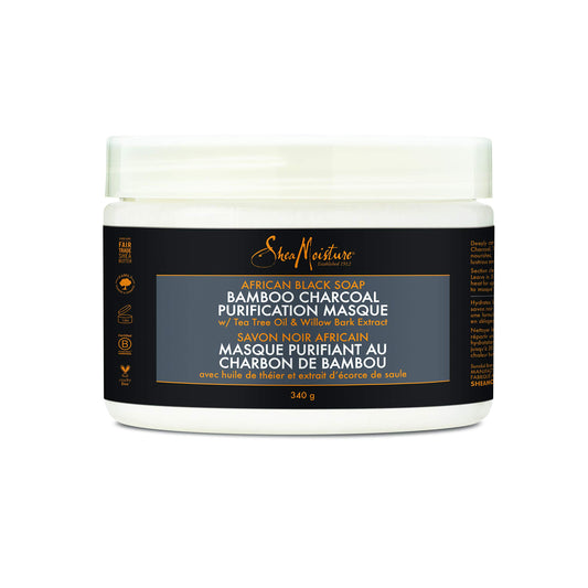 SheaMoisture African Black Soap Bamboo Charcoal Purification Masque Hair Treatment, 12 Ounce