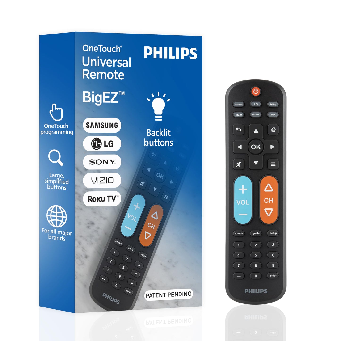 Philips BigEZ OneTouch Big Button Universal TV Remote, Easy to Use