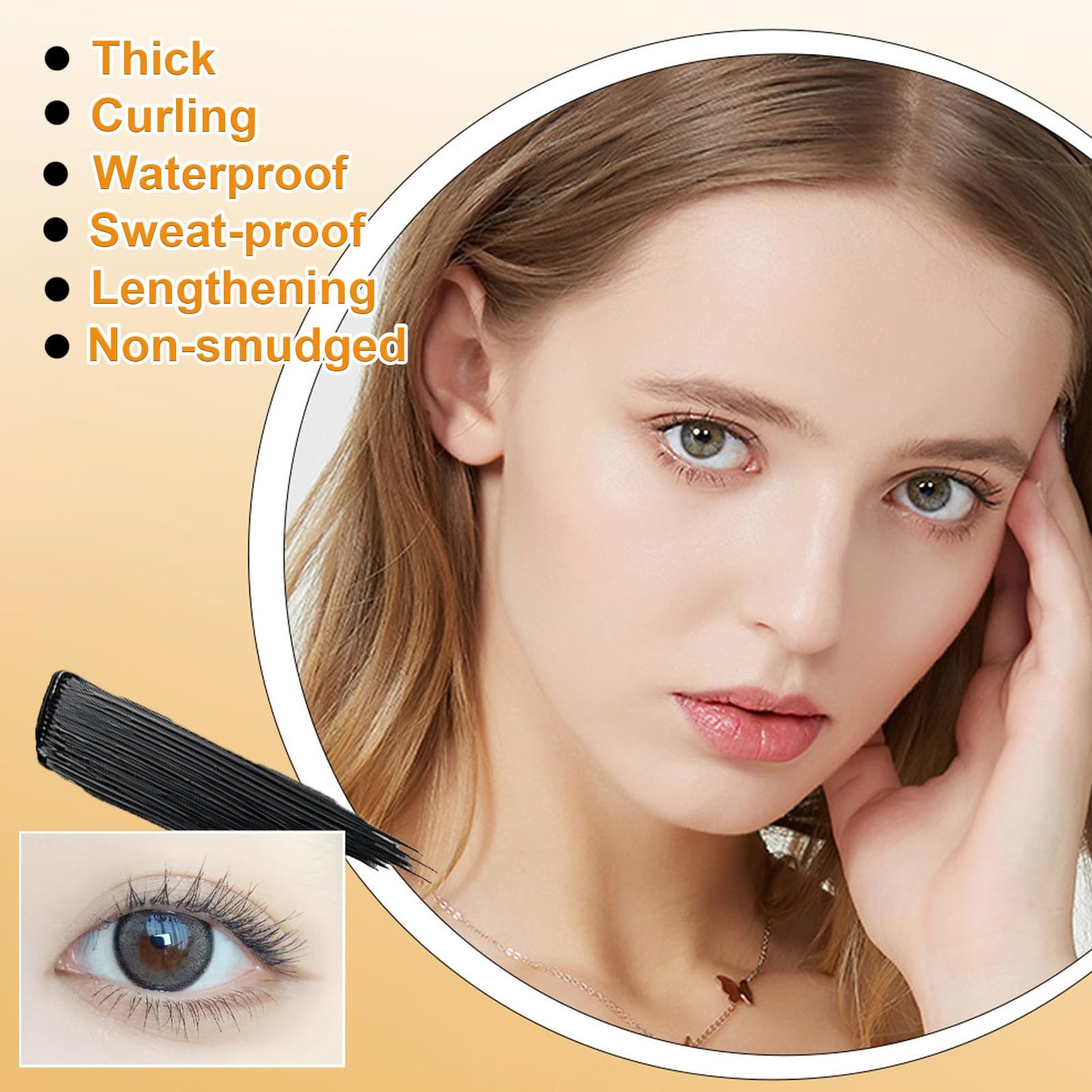 2Pcs Filterseed Mascara Fine Brush Black Mascara, Waterproof For Tiny and Lower Eyelashes