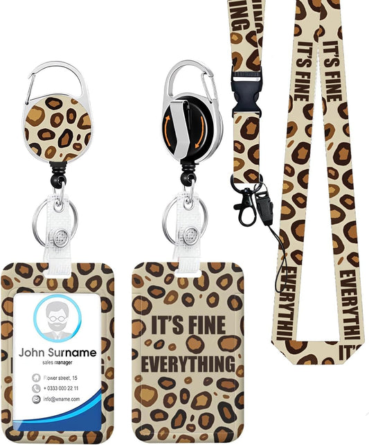 It's Fine Design with ID Badger Holder Teacher Lanyard Work Badge with Belt Clip Keychain Necklace Retractable Keychain Heavy Duty Reel Clip Vertical ID Card Protective Case