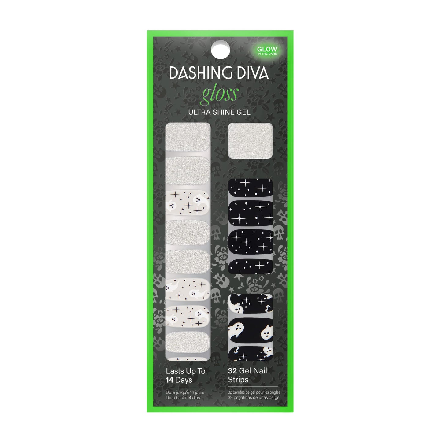 Dashing Diva Gloss Nail Strips - Ghostly Touch  32 Wraps, 1 Prep Pad, 1 File