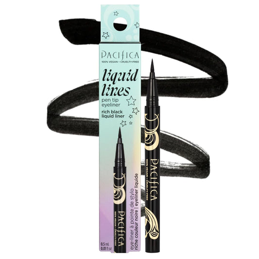 Pacifica Black Liquid Eyeliner Pen - Liquid Line - Felt tip, Smudge Proof Eyeliner - Water Resistant Gel Makeup Eye Liner - Matte Fine Tip - Black