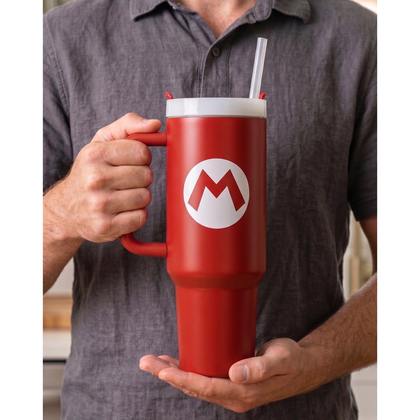 Nintendo Super Mario Mario Icon Tumbler 40 oz, Red