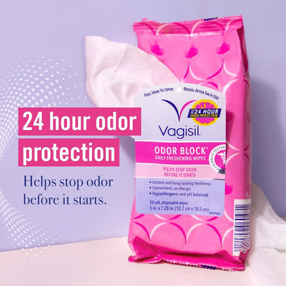 Vagisil Odor Block Daily Freshening Wipes 20ct