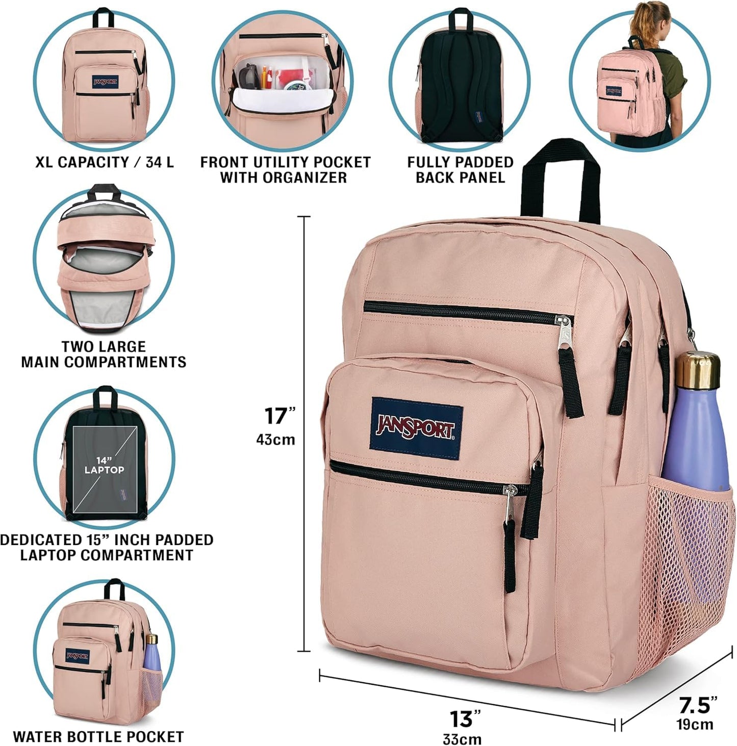 JanSport Laptop Backpack - Computer Bag with 2 Compartments - Fluttering Fields