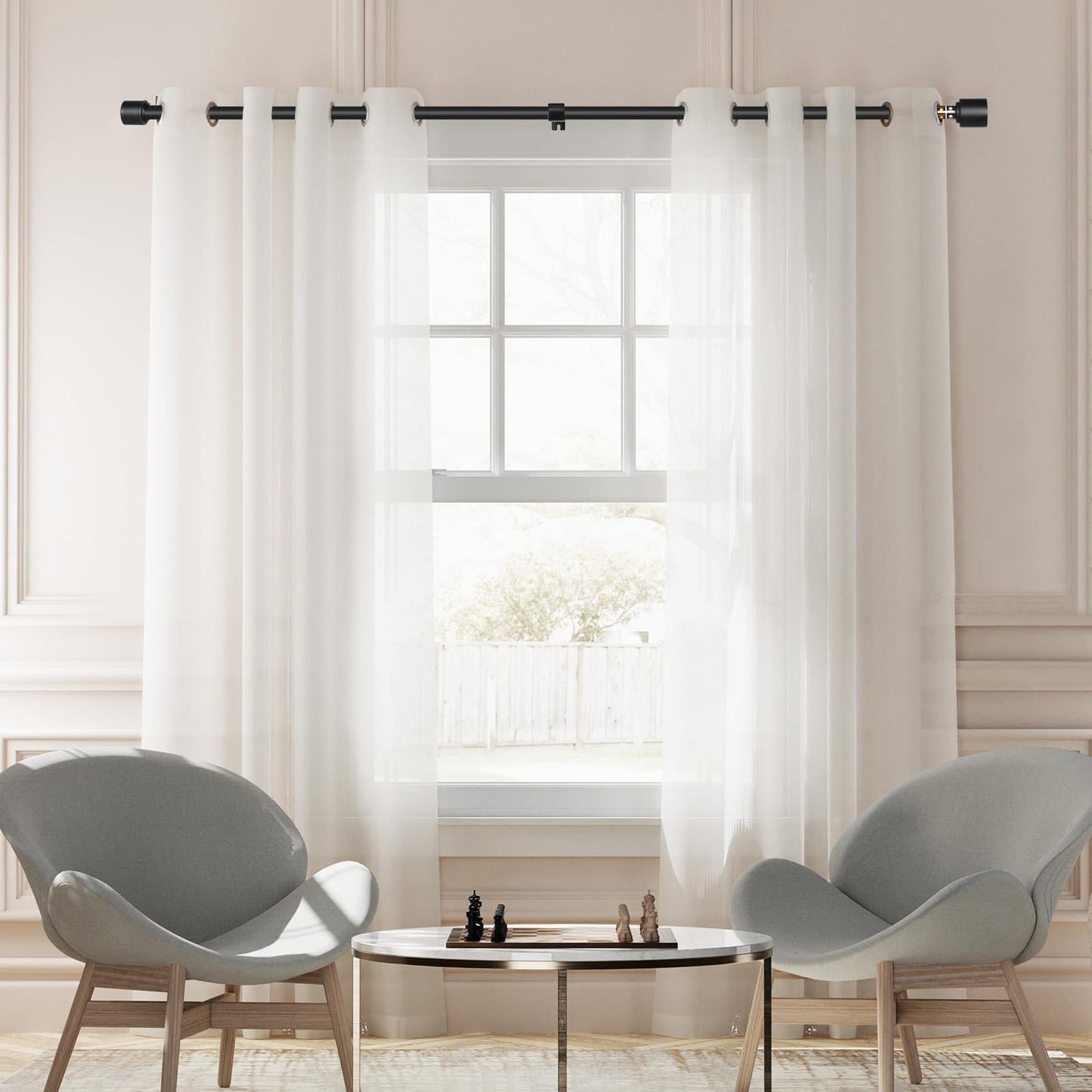 Matte Black Heavy-Duty Curtain Rod 30-144 In