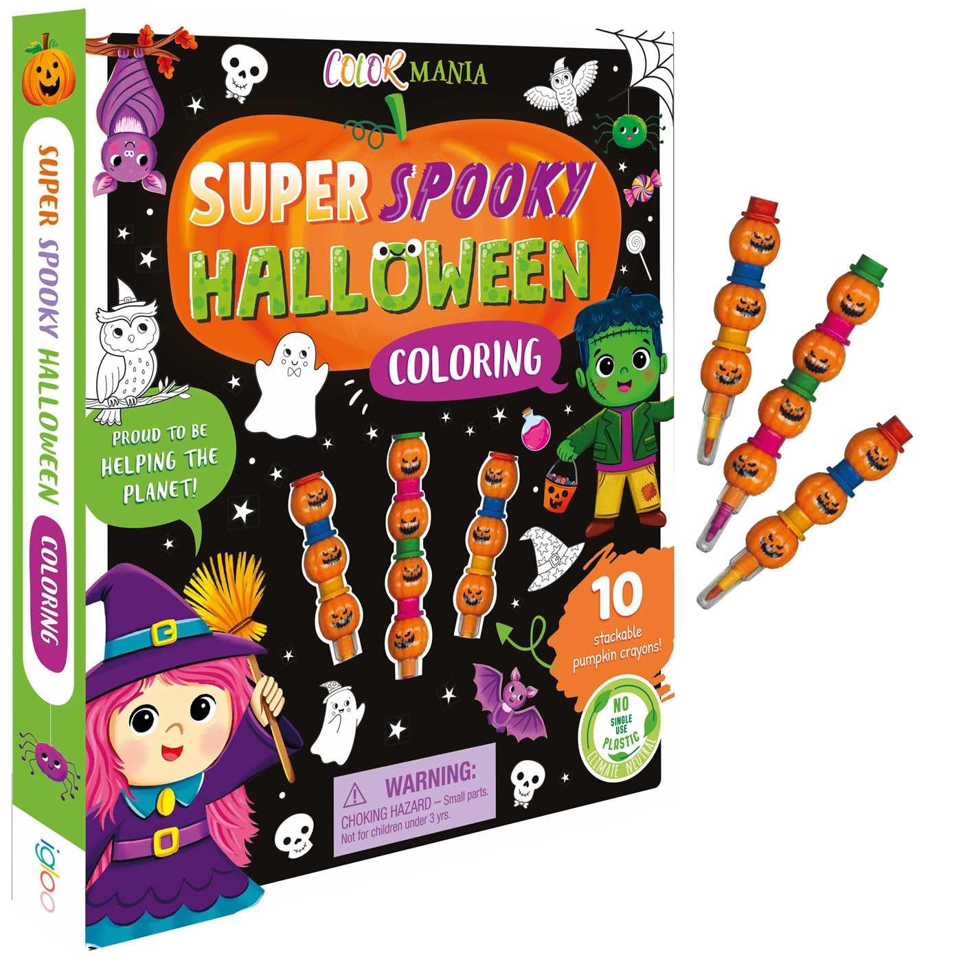 Super Spooky Halloween Coloring: with 10 Stackable Pumpkin Shaped Crayons