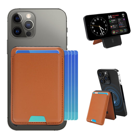 Magnetic Phone Card Holder Pop Up Wallet with Adjustable Stand Compatible with Magsafe (Brown)