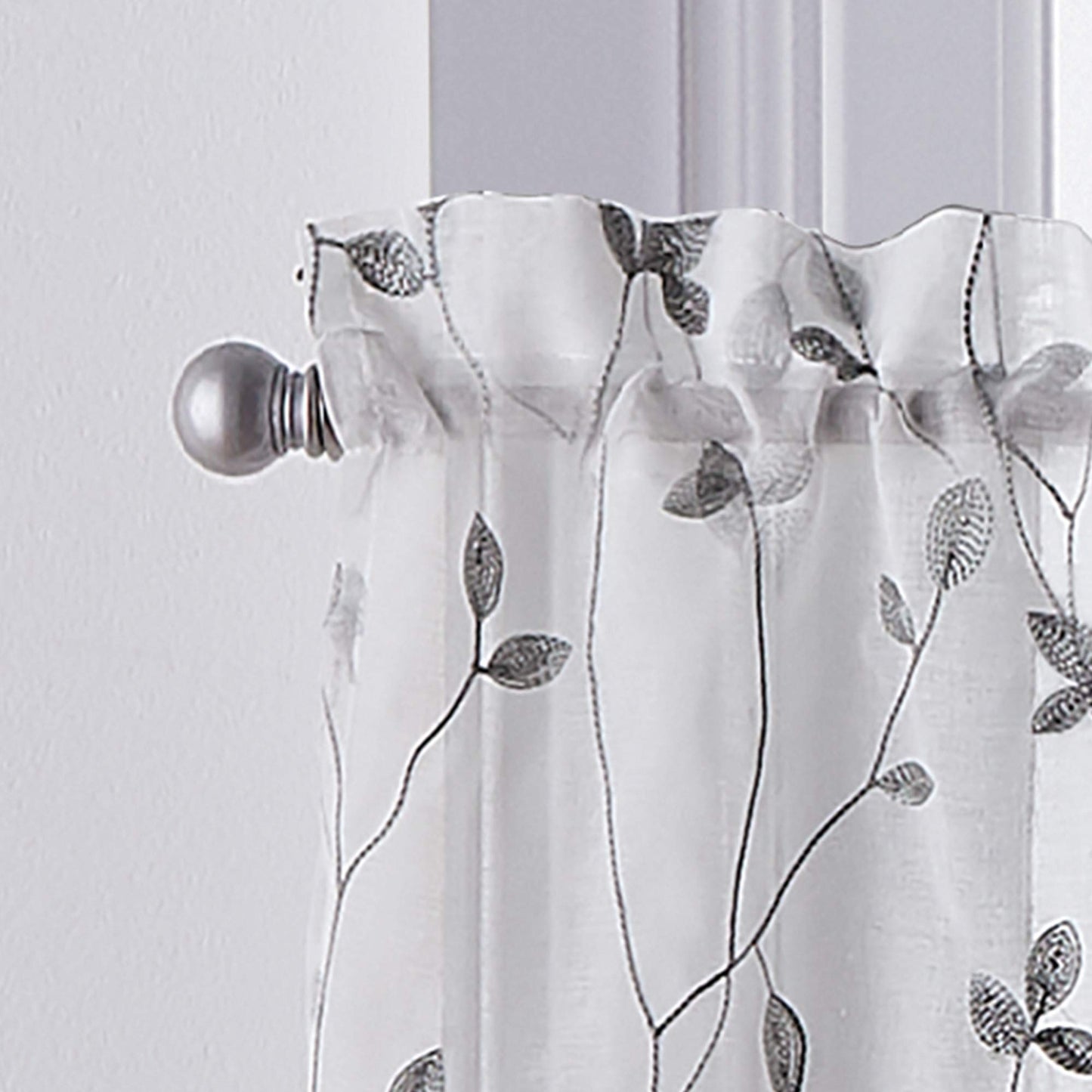 Botanical Embroidered Kitchen Curtain 28" x 36"