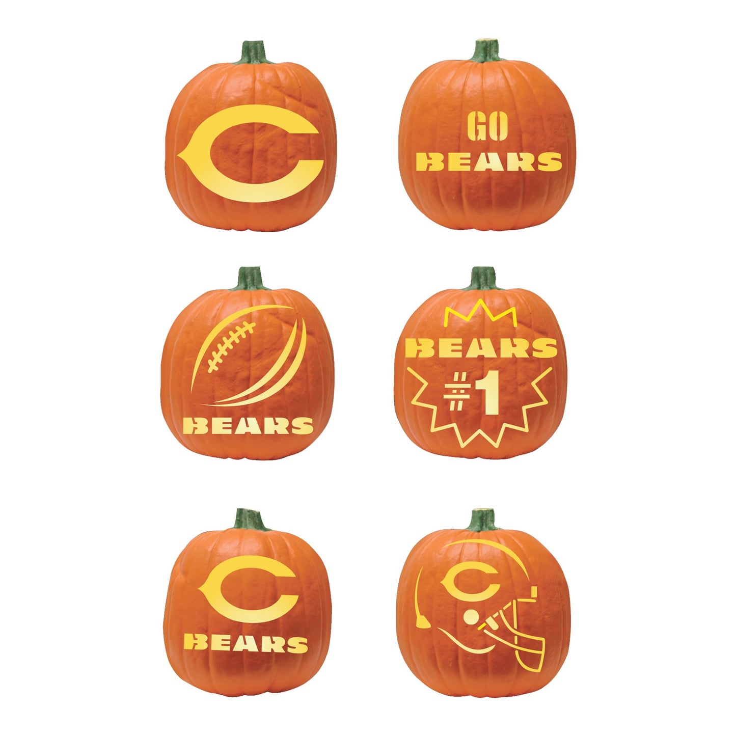 NFL Chicago Bears Halloween Pumpkin Carving Kit, 6 Stencils, Orange