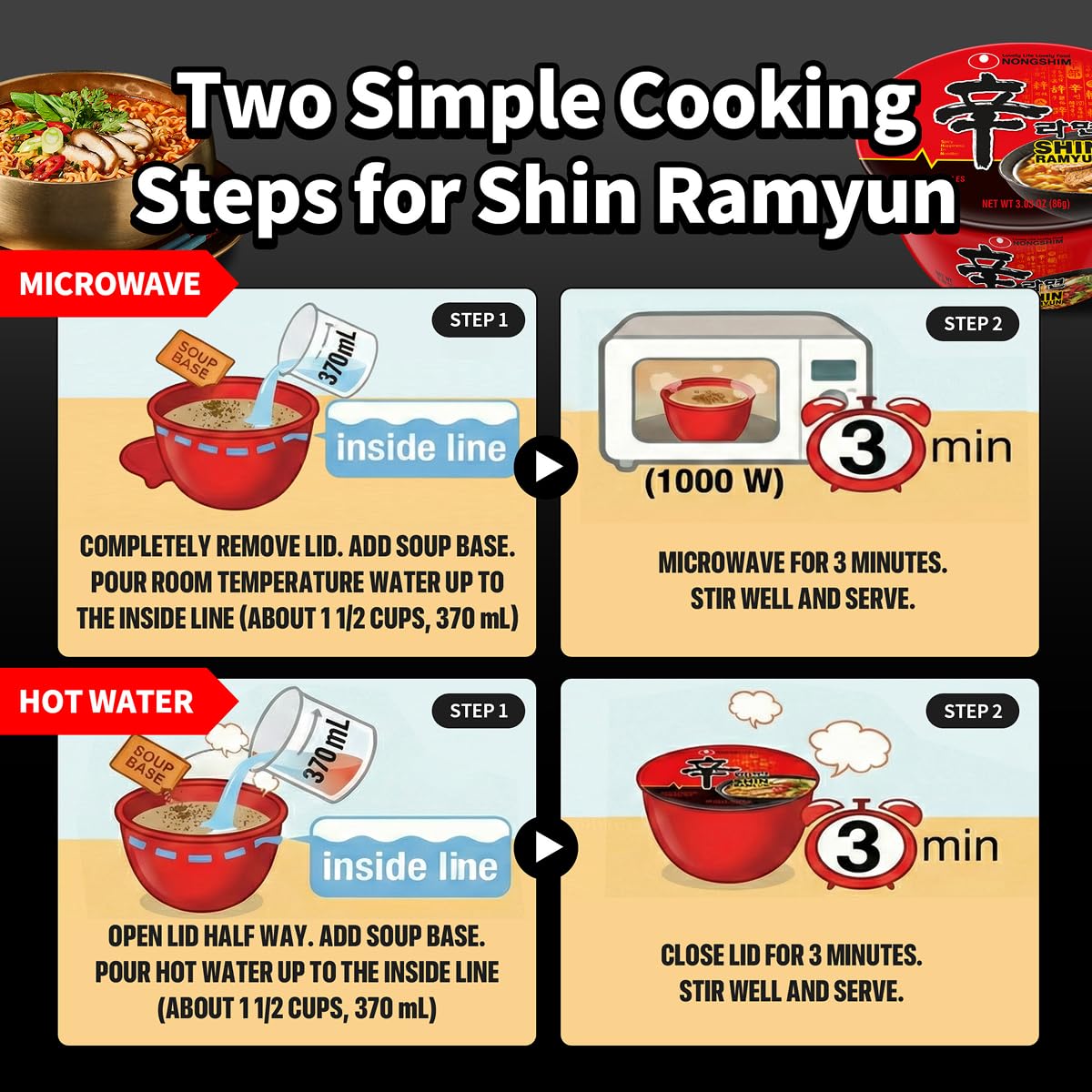 Nong Shim Shin Noodle Soup Bowl, Spicy, 3.03 Ounce (Pack of 12) (BB APR 5 2027)