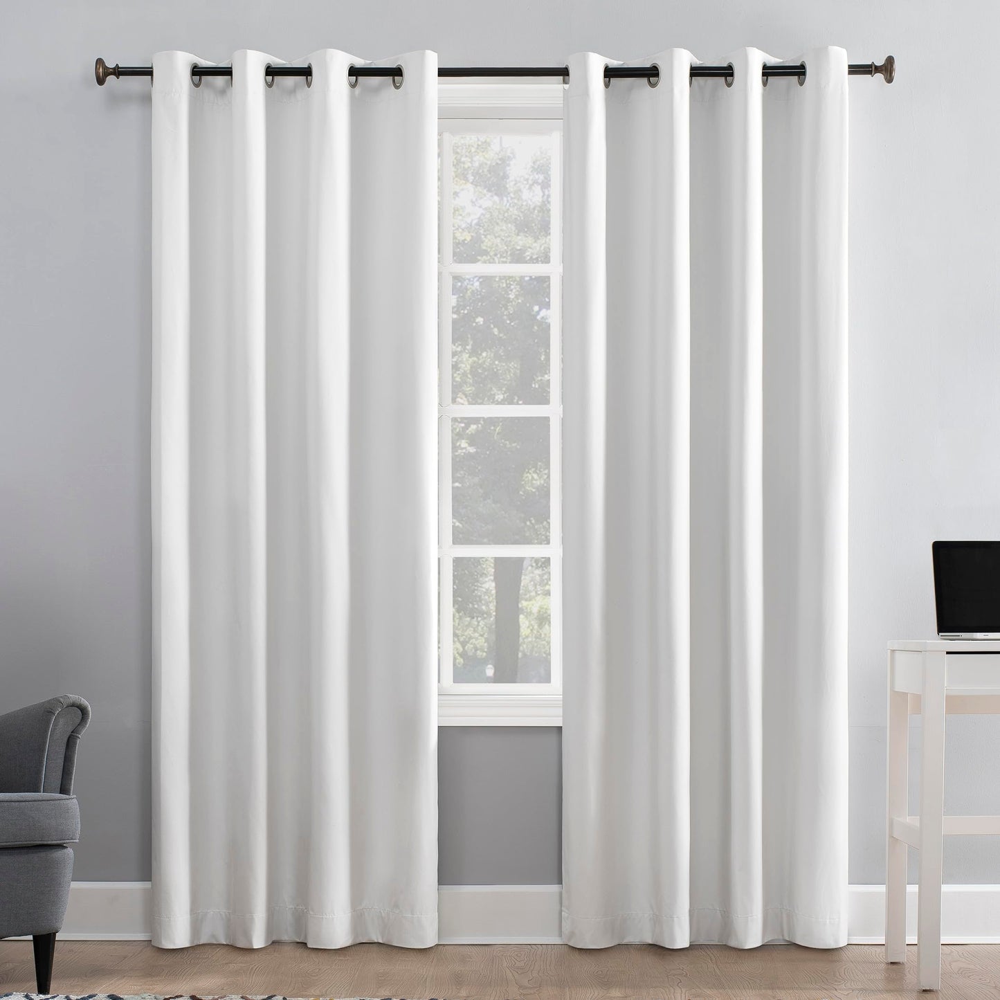 Sun Zero Blackout Curtain Single Panel, 50" x 95", White