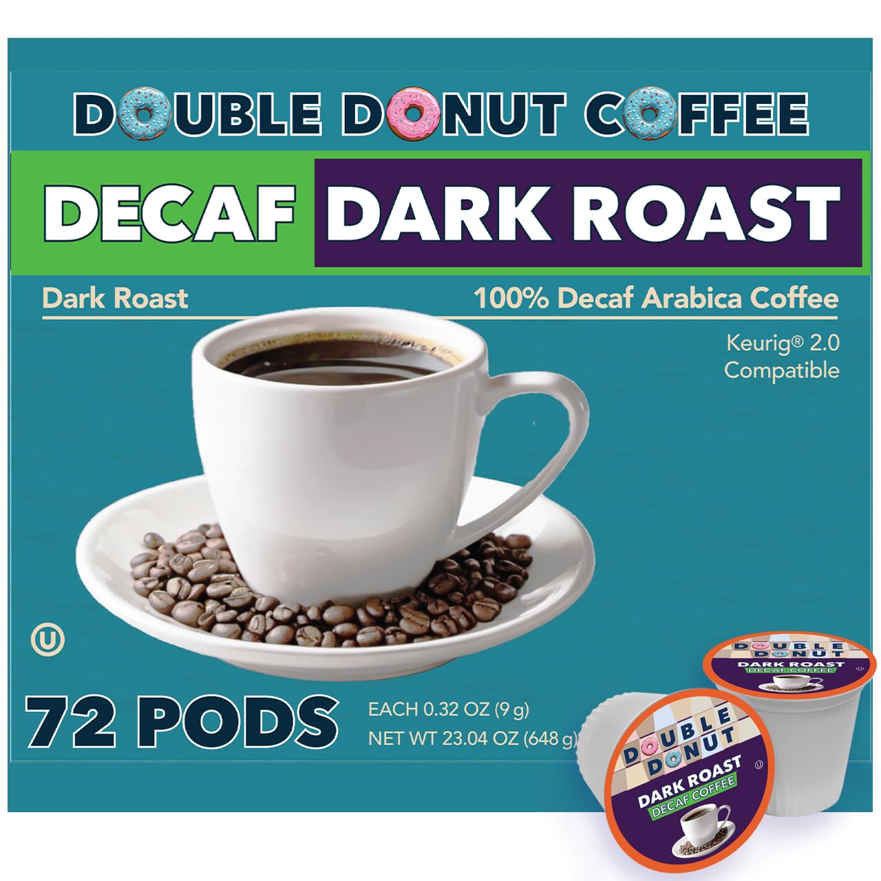 Double Donut Decaf Dark Roast Pods 72 ct BB 3/6/27