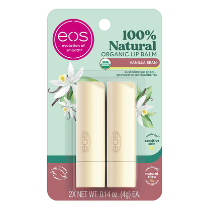 Eos Vanilla Bean Lip Balm Smooth Stick Set, White (Pack of 2)