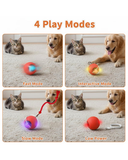 Ipawsplus Interactive Rolling & Bouncing Pet Toy Ball, Red