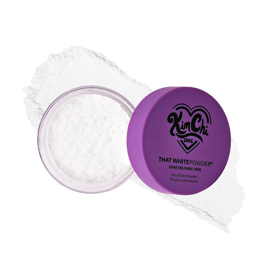 KimChi Chic Beauty Mini Me That White Powder Set and Bake Mattifying Setting Powder for Makeup, Soft Natural Face Makeup Helps Minimize the Appearance of Fine Lines, 0.17 oz, White