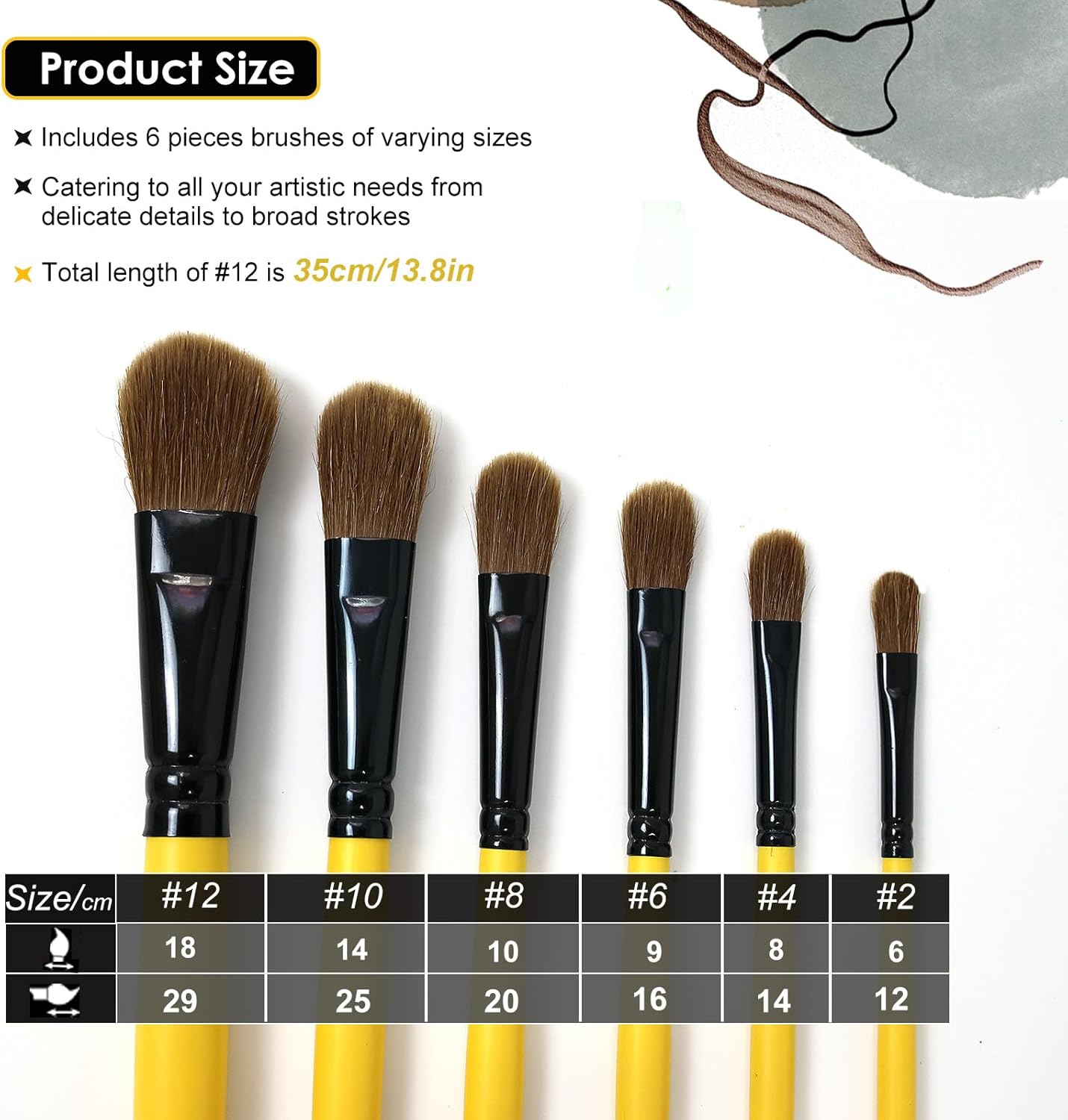 Paint Brushes Set, Long Handle 6-Piece
