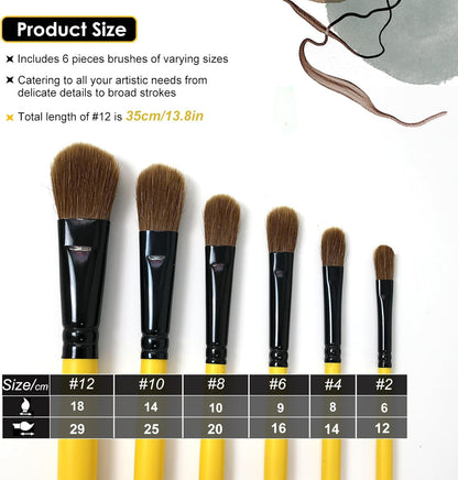 Paint Brushes Set, Long Handle 6-Piece