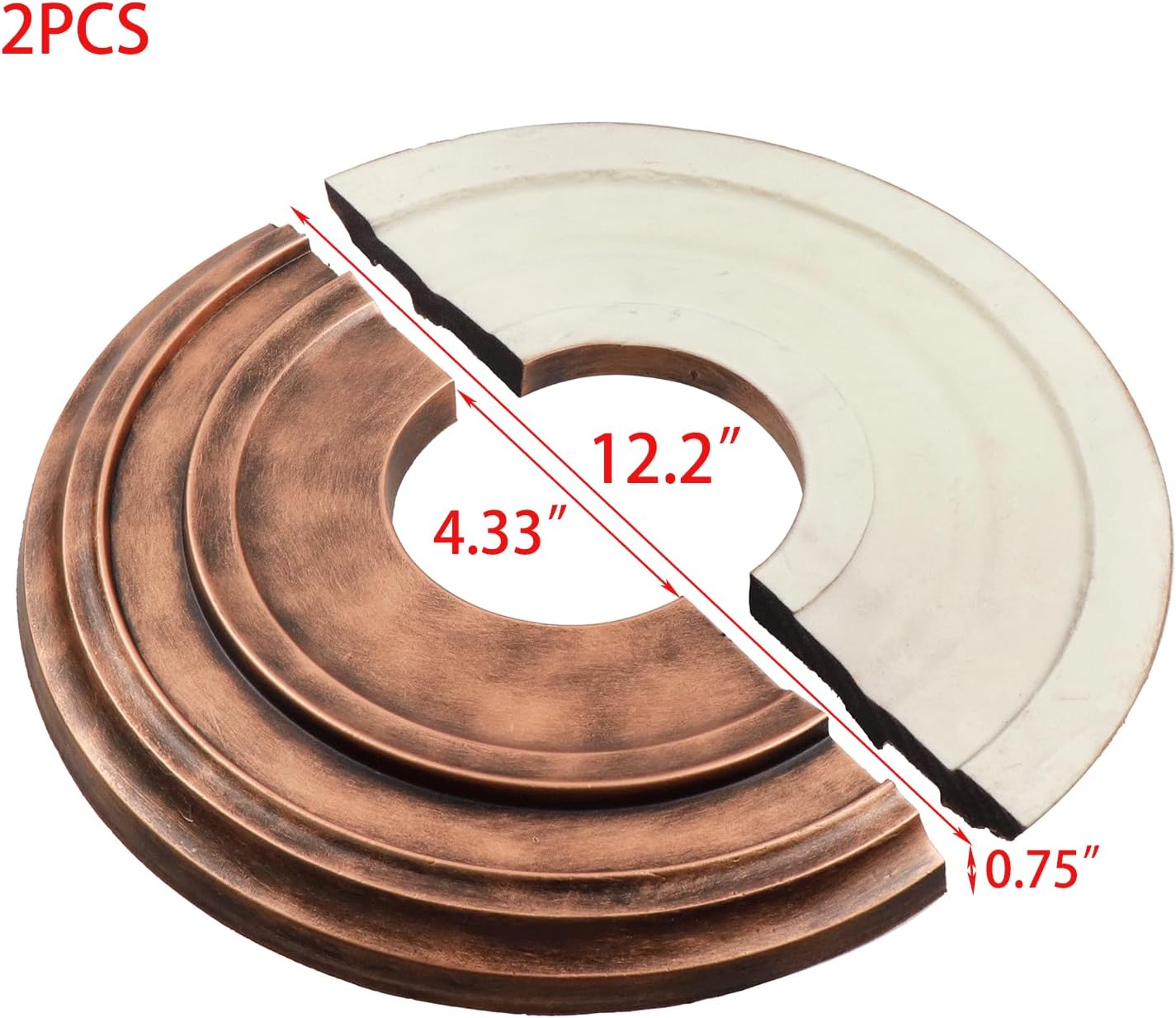 Woogim 12 Bronzer PU Ceiling Medallions Home Lighting Ceiling Medallions Round Ceiling Medallion for Light Fixtures Ceiling Trim 2PCS