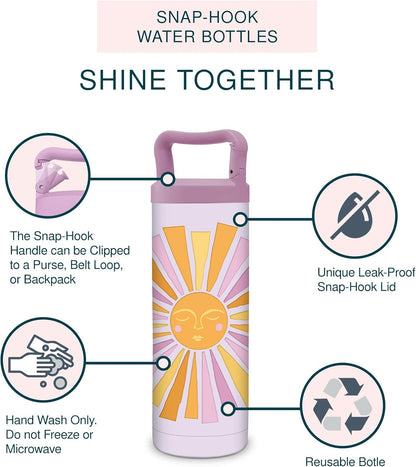 Insulated Water Bottle - 20-Ounce Snap-Hook Stainless Steel Water Bottles - BPA-Free Shine Together by Studio Oh!