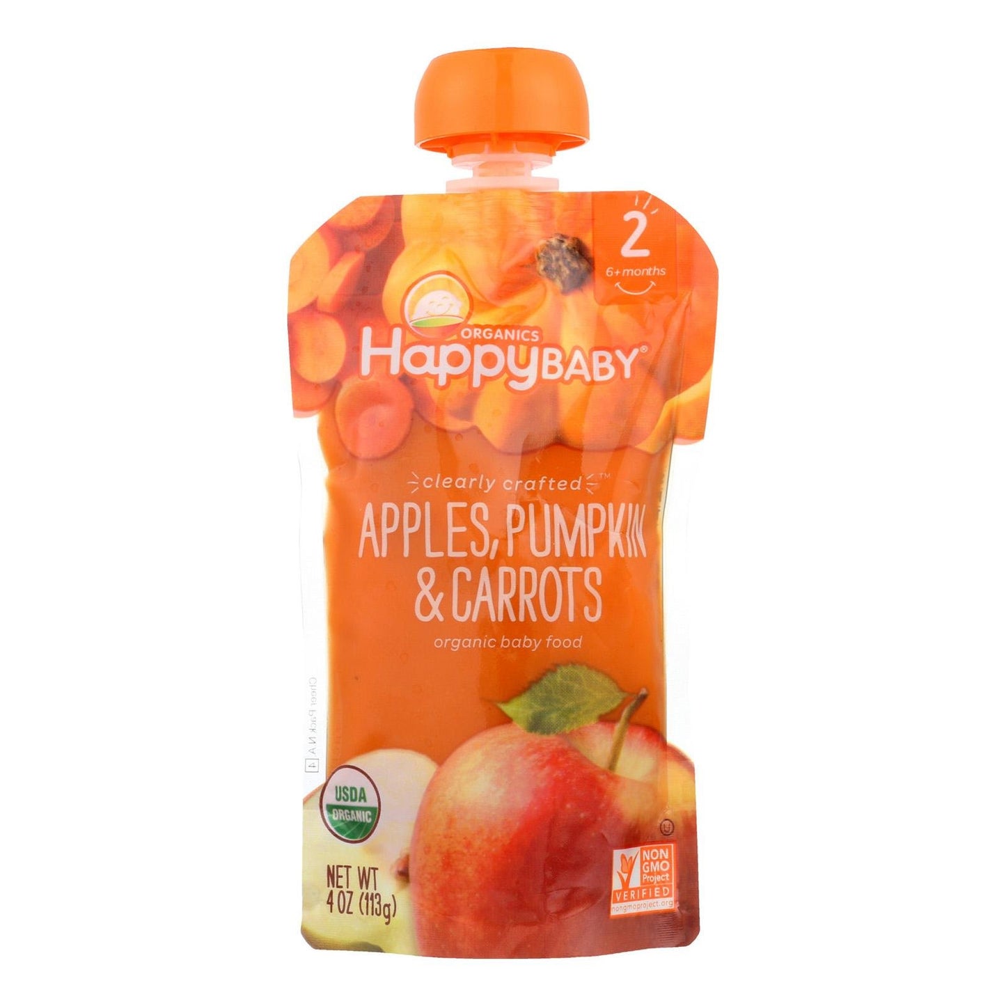 Happy Baby Organics Stage 2 Baby Food Pouches Apple Pumpkin Carrot 4oz (Exp. 09/15/2026