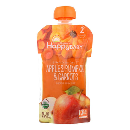 Happy Baby Organics Stage 2 Baby Food Pouches Apple Pumpkin Carrot 4oz (Exp. 09/15/2026
