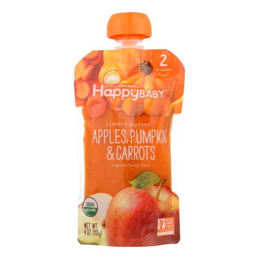 Happy Baby Organics Stage 2 Baby Food Pouches Apple Pumpkin Carrot 4oz (Exp. 09/15/2026