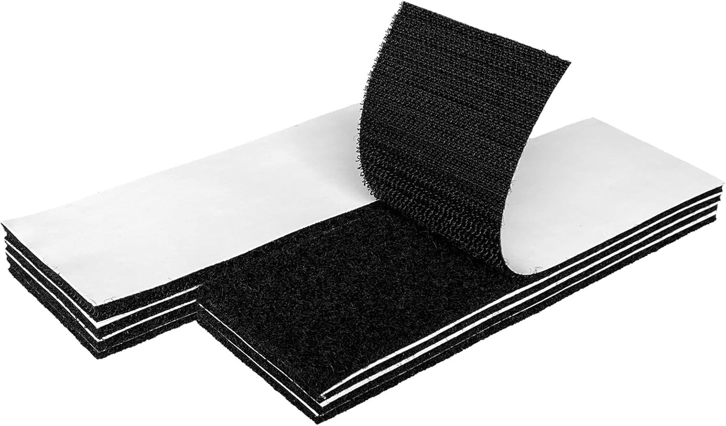 Industrial Strength Sticky Back Hook and Loop Strips | 2 x 6 Inch 8 Sets | Aniced Heavy Duty Self Adhesive Strips for Sofa Couch Cushions, Rug, Mattress - Black