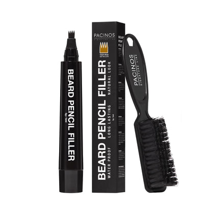 Pacinos Beard Pencil Filler - Bristle Brush Included(Light Brown)